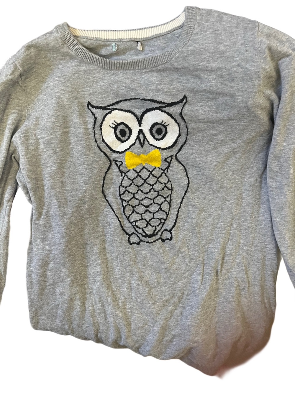 Old Navy Girls' Gray Sweater with Yellow Bow Owl